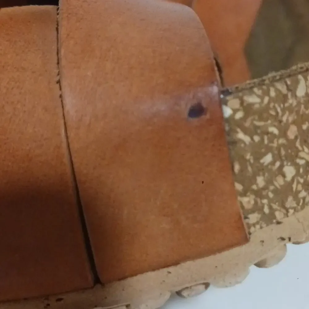 Anna Fidanza Tan Leather Cork Wedge Anthropologie sz 39